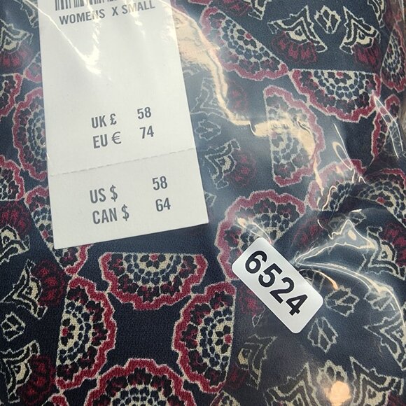 Womens Abercrombie & Fitch Retro Print Dress 3/4 Sleeve Round Neck Size XS - Picture 14 of 14